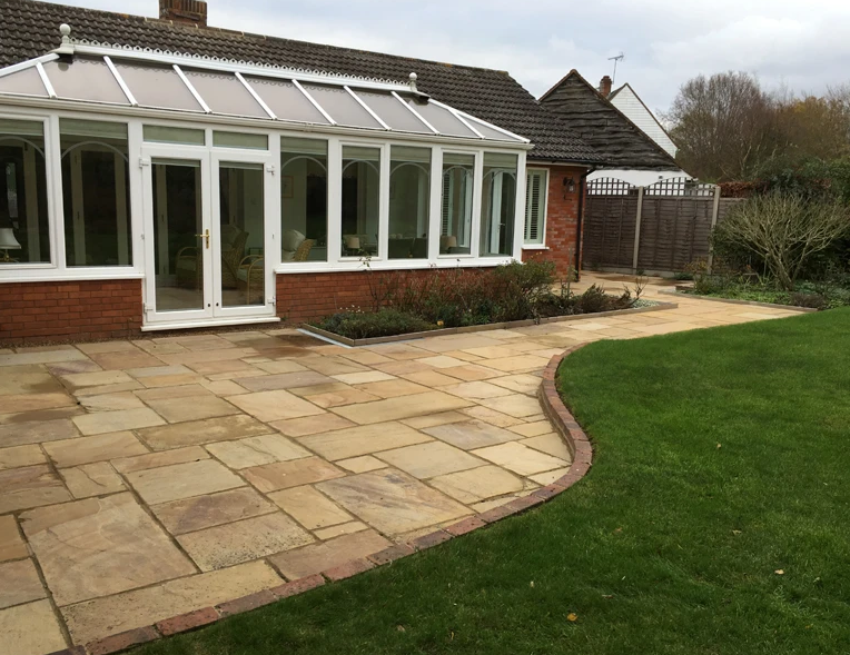 Indian sandstone patio and conservatory, Berkshire